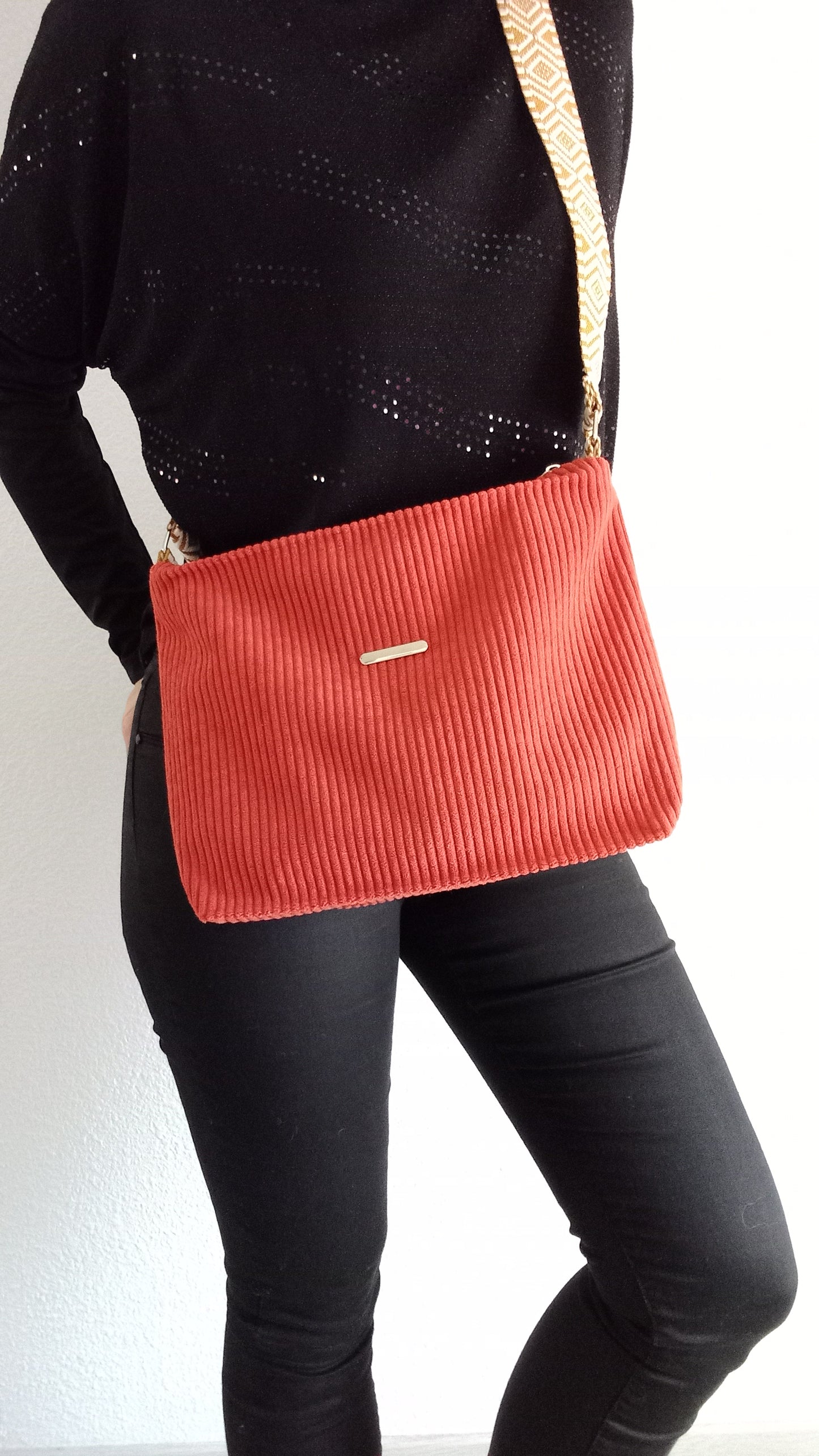 Sac bandoulière orange corail