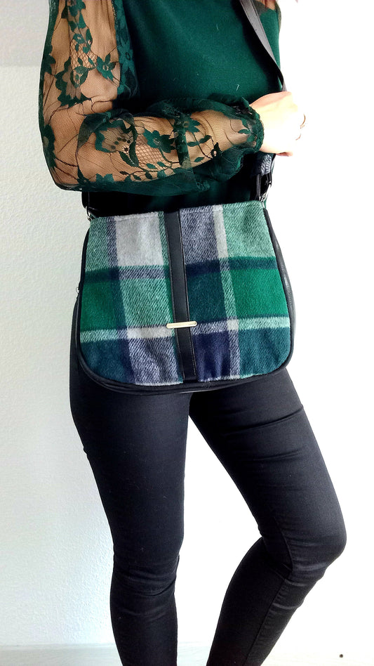 Sac bandoulière tartan vert