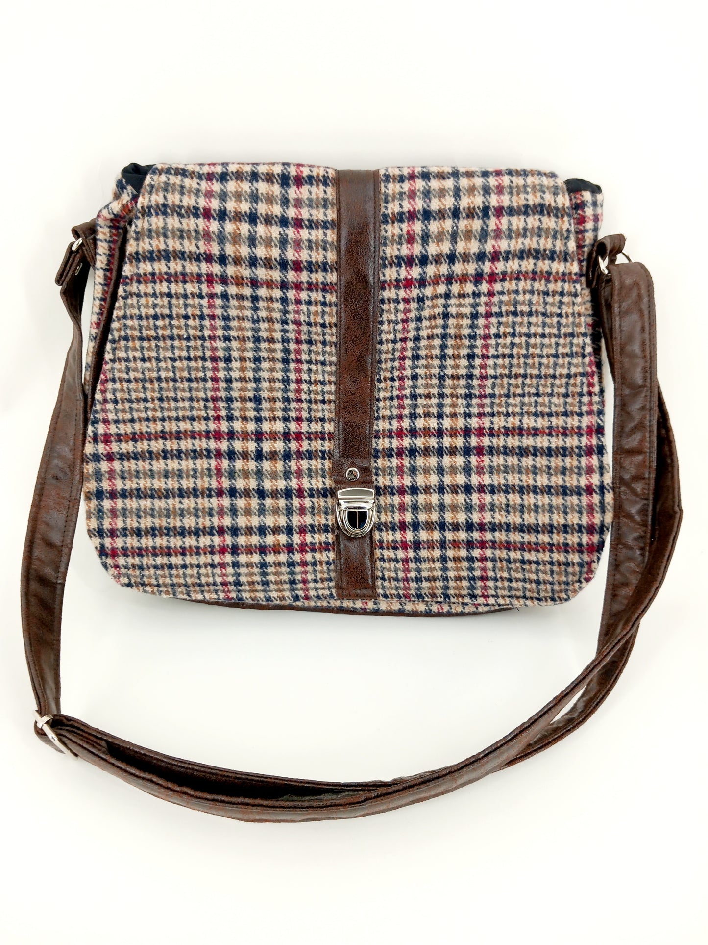 Sac bandoulière tartan brun