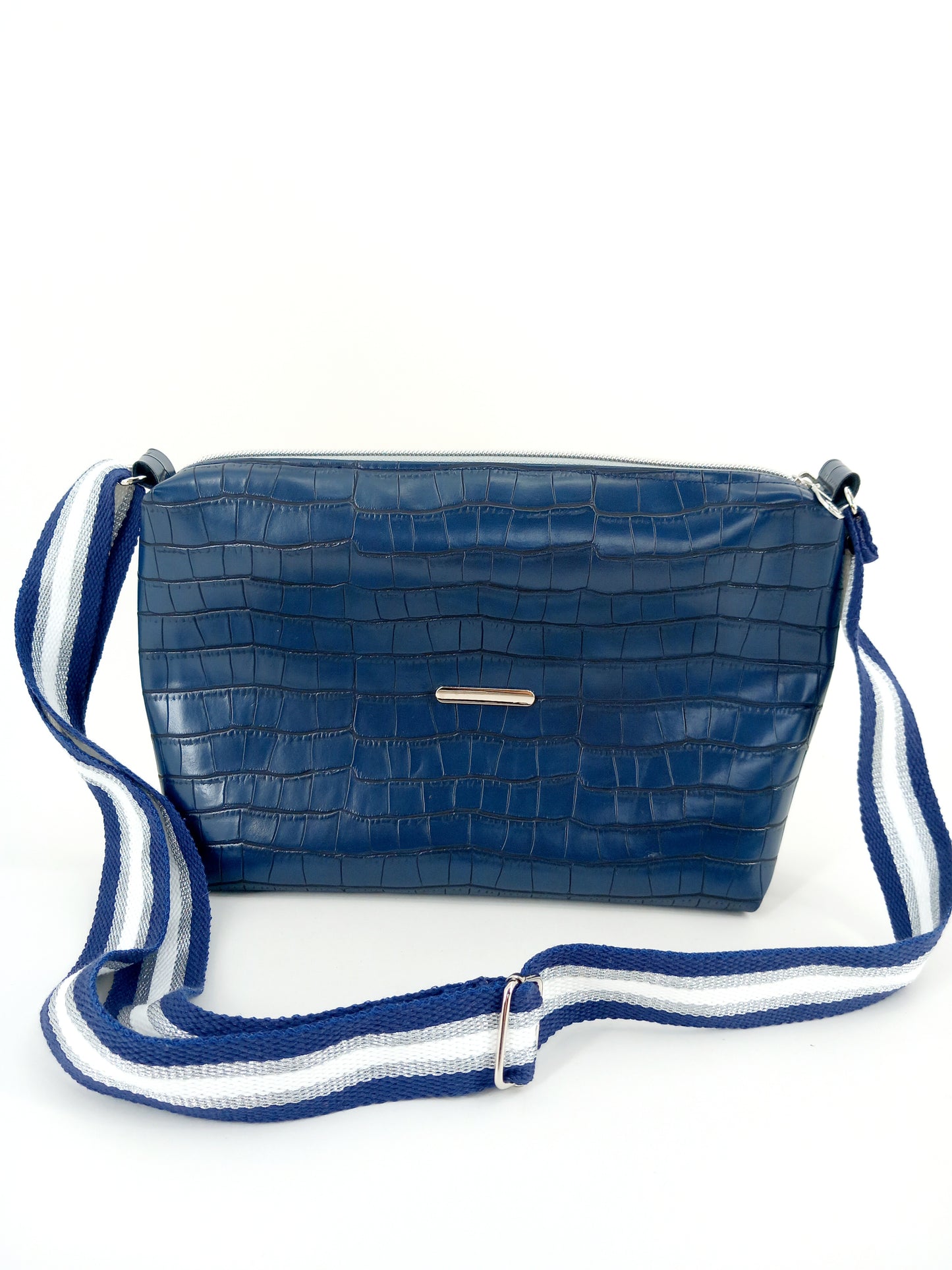 Sac bandoulière croco bleu