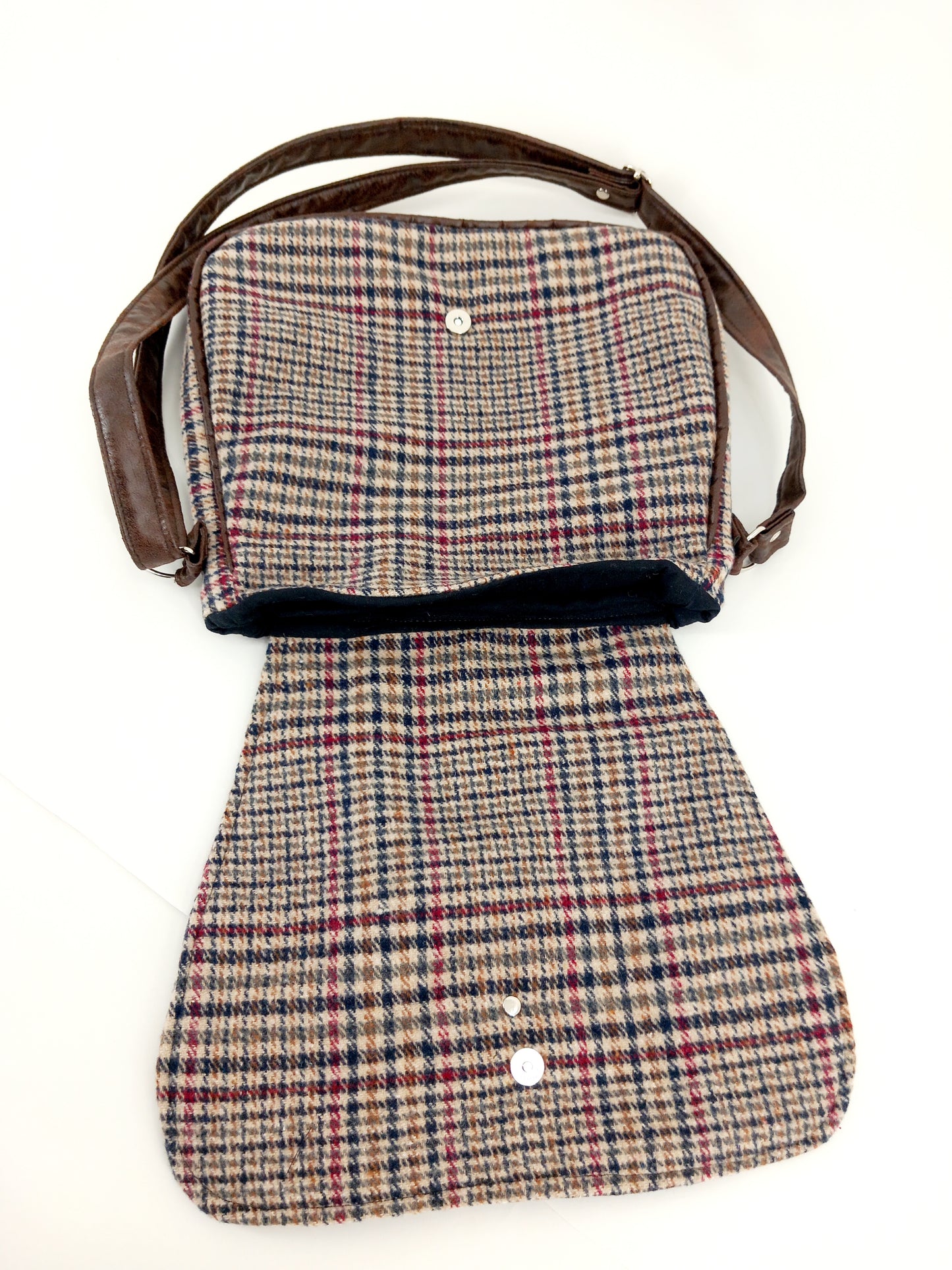 Sac bandoulière tartan brun