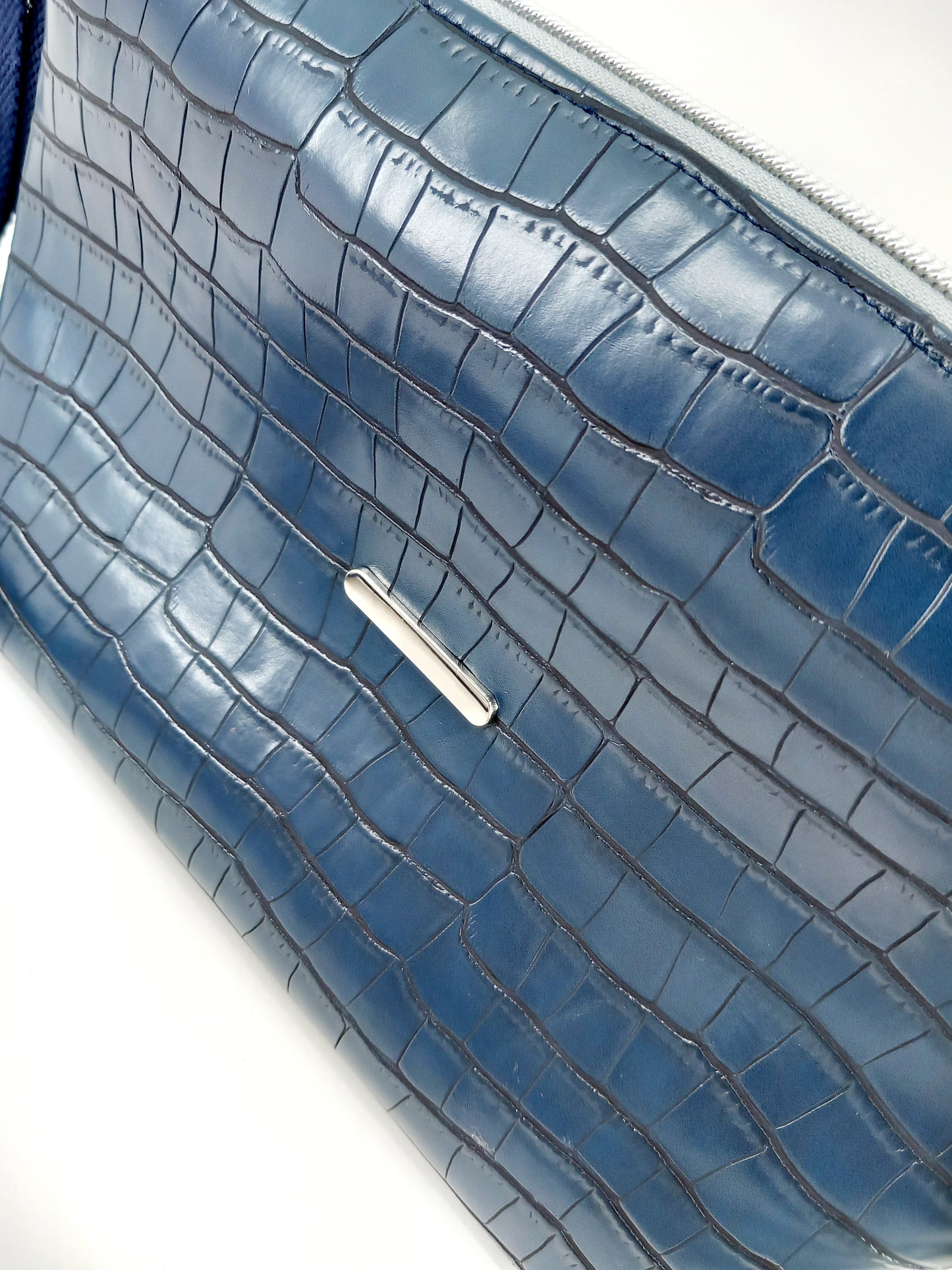 Sac bandoulière croco bleu