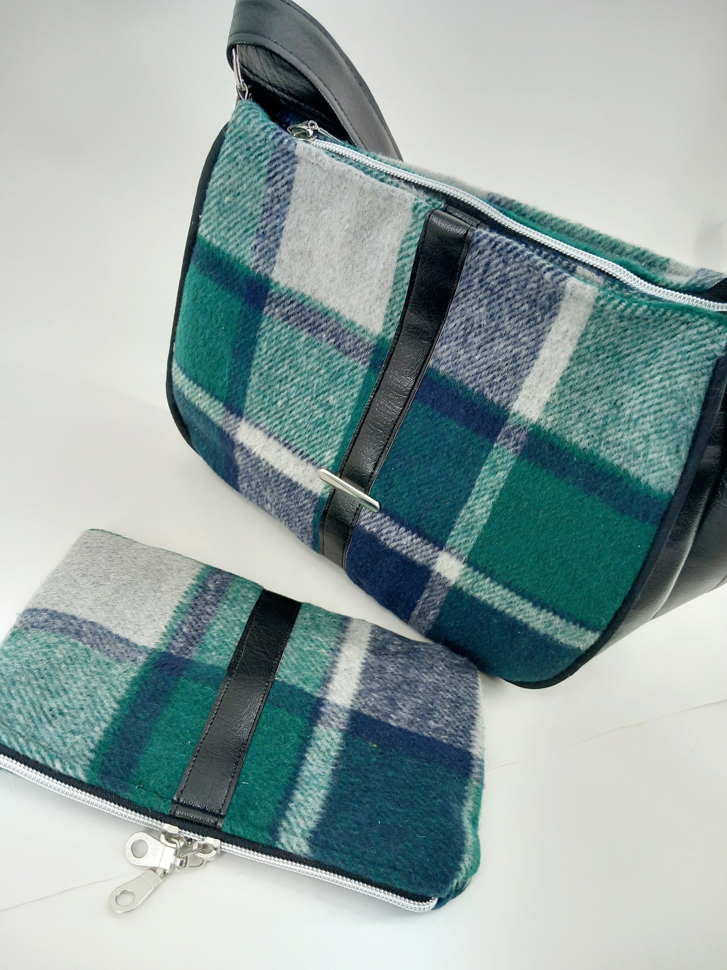 Sac bandoulière tartan vert