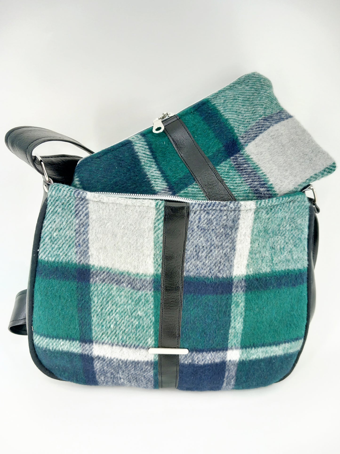 Sac bandoulière tartan vert